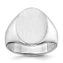 14k White Gold 18.0x14.5mm Open Back Men's Signet Ring