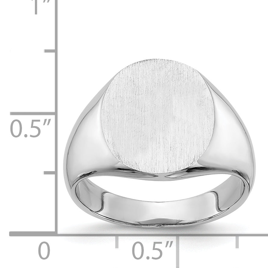 14k White Gold 14.0x13.5mm Closed Back Signet Ring