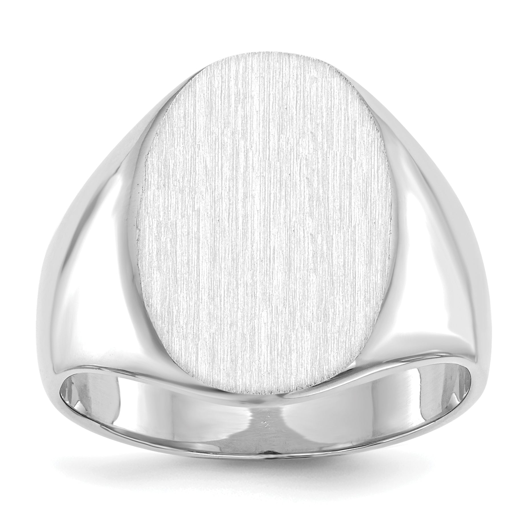 14k White Gold 17.5x14.0mm Closed Back Men's Signet Ring