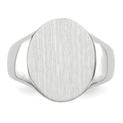 14k White Gold 18.5x15.0mm Closed Back Men's Signet Ring