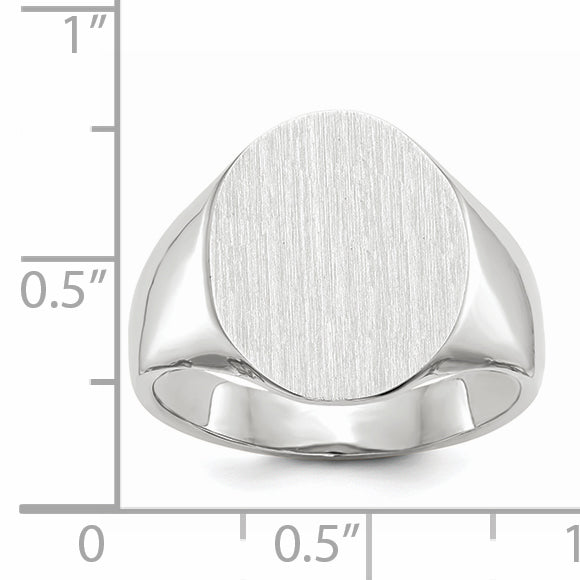 14k White Gold 18.5x15.0mm Closed Back Men's Signet Ring