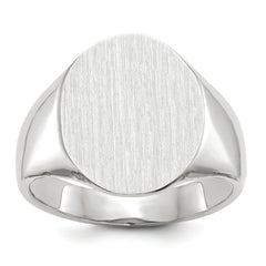 14k White Gold 18.5x15.0mm Closed Back Men's Signet Ring