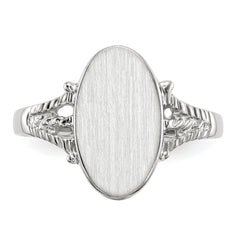 14k White Gold 13.5x8.5mm Closed Back Signet Ring