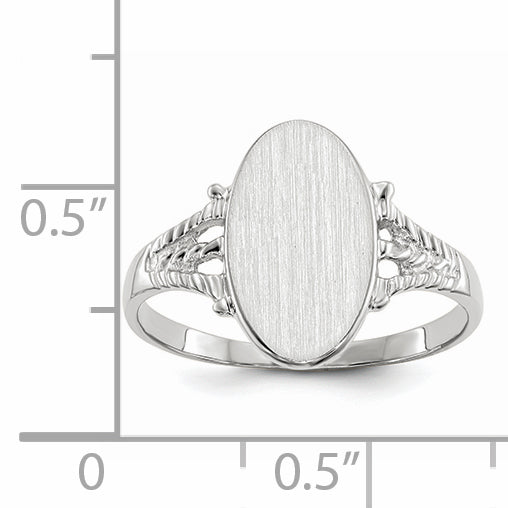 14k White Gold 13.5x8.5mm Closed Back Signet Ring