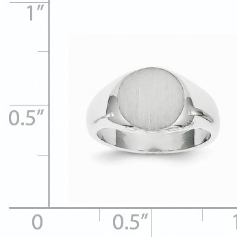 14k White Gold 8.5x8.0mm Closed Back Child's Signet Ring