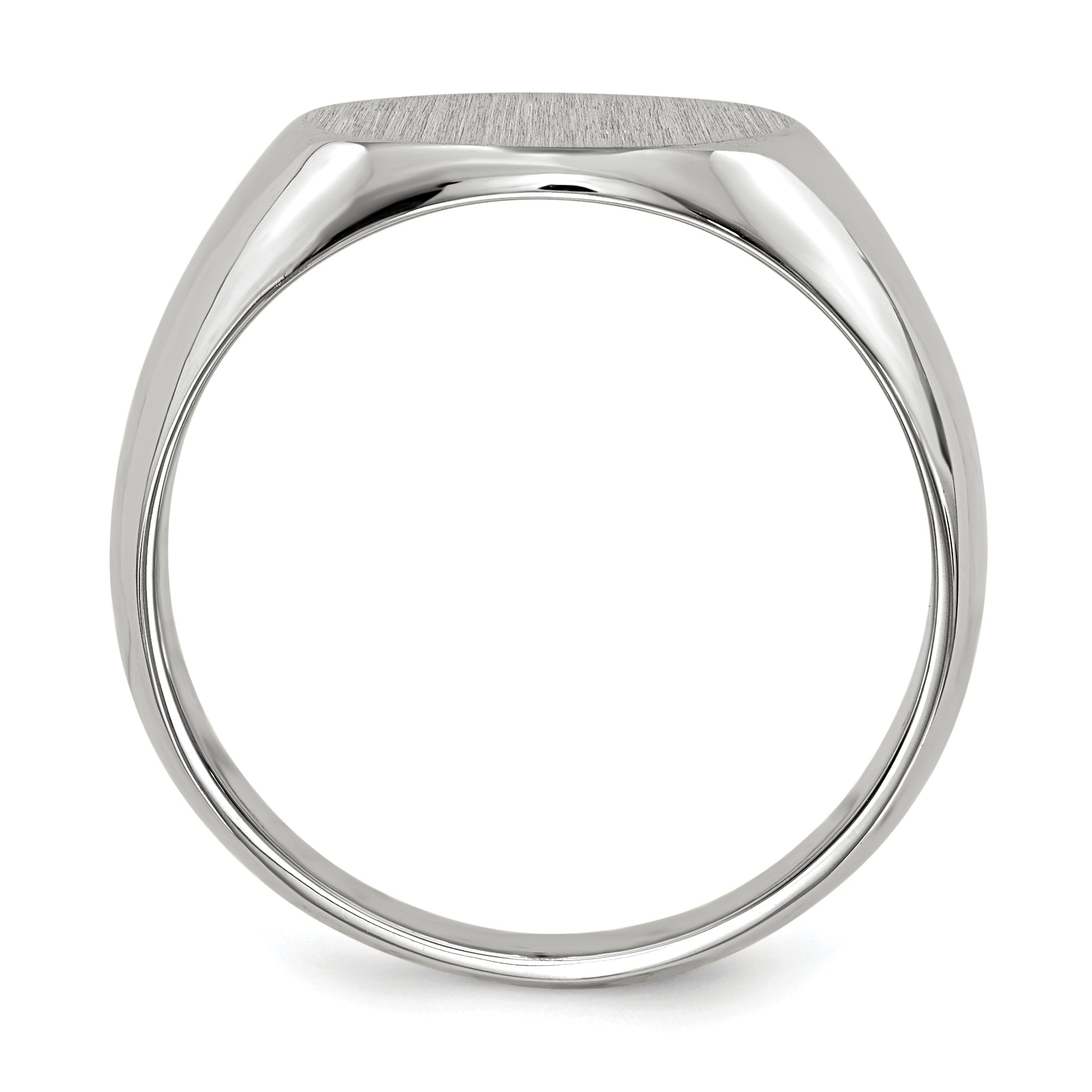 14k White Gold 12.5x13.5mm Closed Back Men's Signet Ring