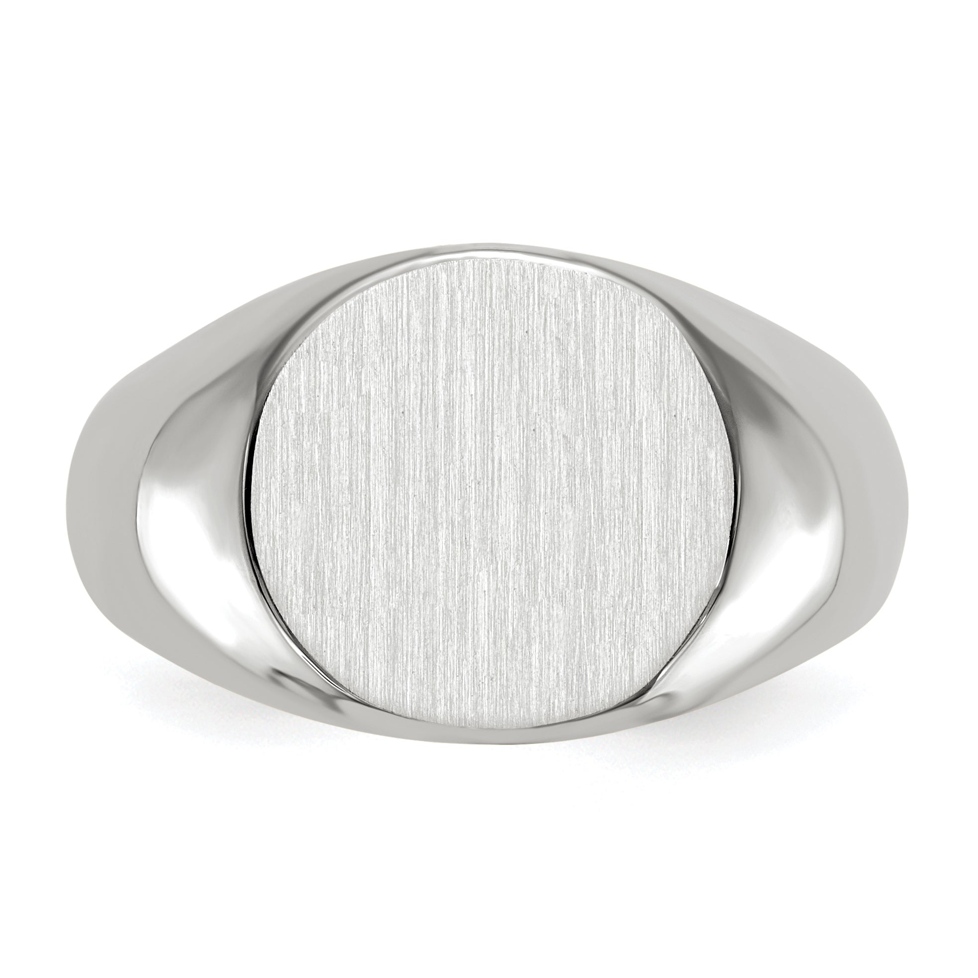 14k White Gold 12.5x13.5mm Closed Back Men's Signet Ring