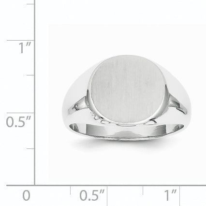 14k White Gold 12.5x13.5mm Closed Back Men's Signet Ring