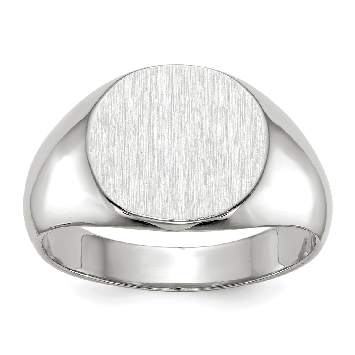 14k White Gold 12.5x13.5mm Closed Back Men's Signet Ring