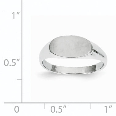 14k White Gold 6.5x12.0mm Closed Back Signet Ring