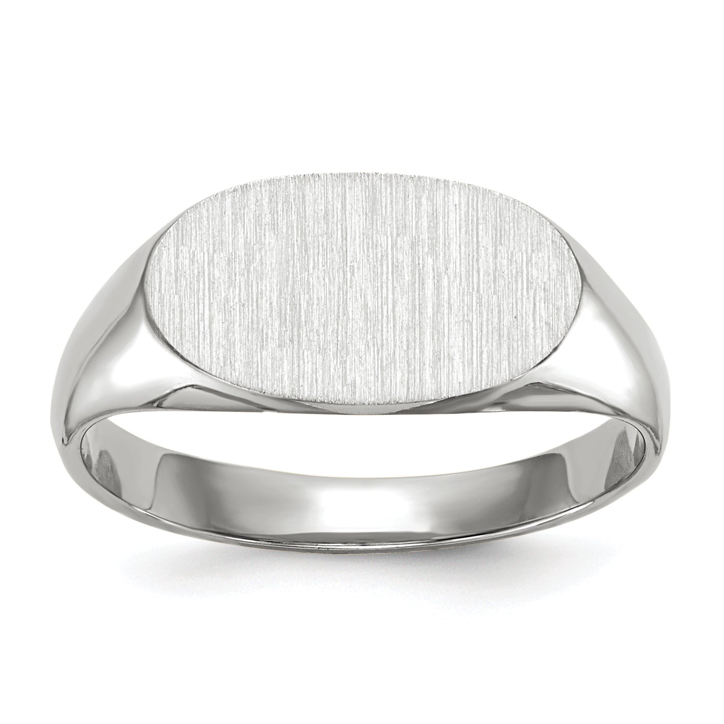 14k White Gold 6.5x12.0mm Closed Back Signet Ring