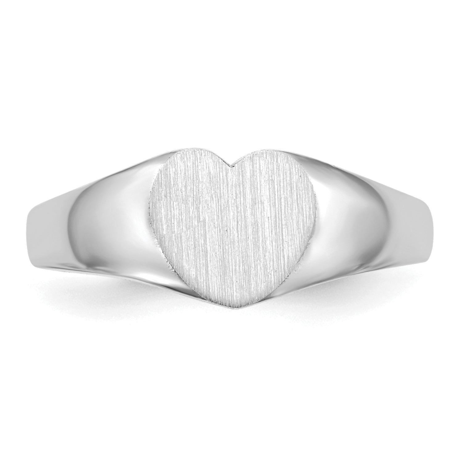 14k White Gold 7.0x9.5mm Closed Back Heart Signet Ring