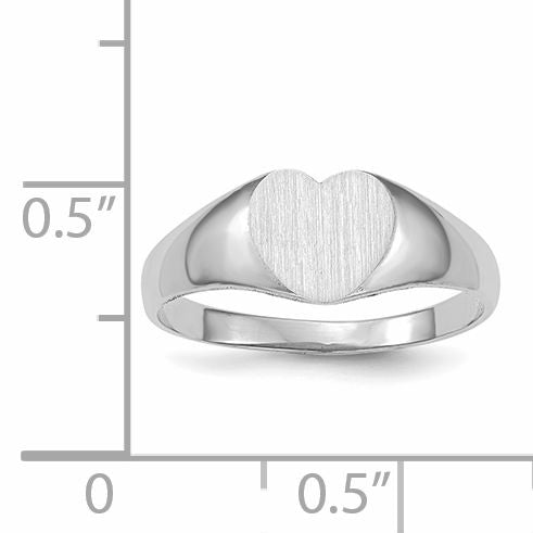 14k White Gold 7.0x9.5mm Closed Back Heart Signet Ring