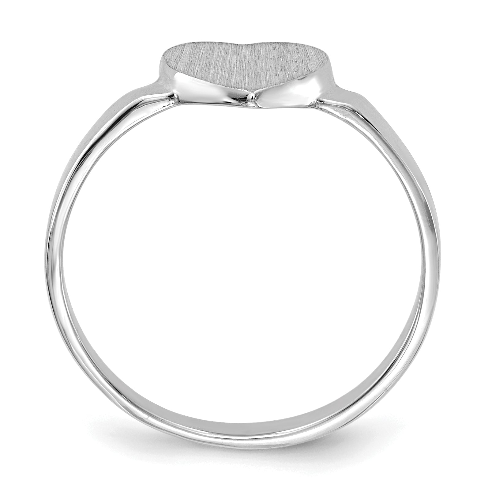 14k White Gold 7.0x7.5mm Open Back Heart Signet Ring