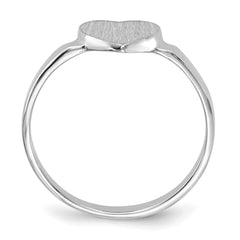 14k White Gold 7.0x7.5mm Open Back Heart Signet Ring