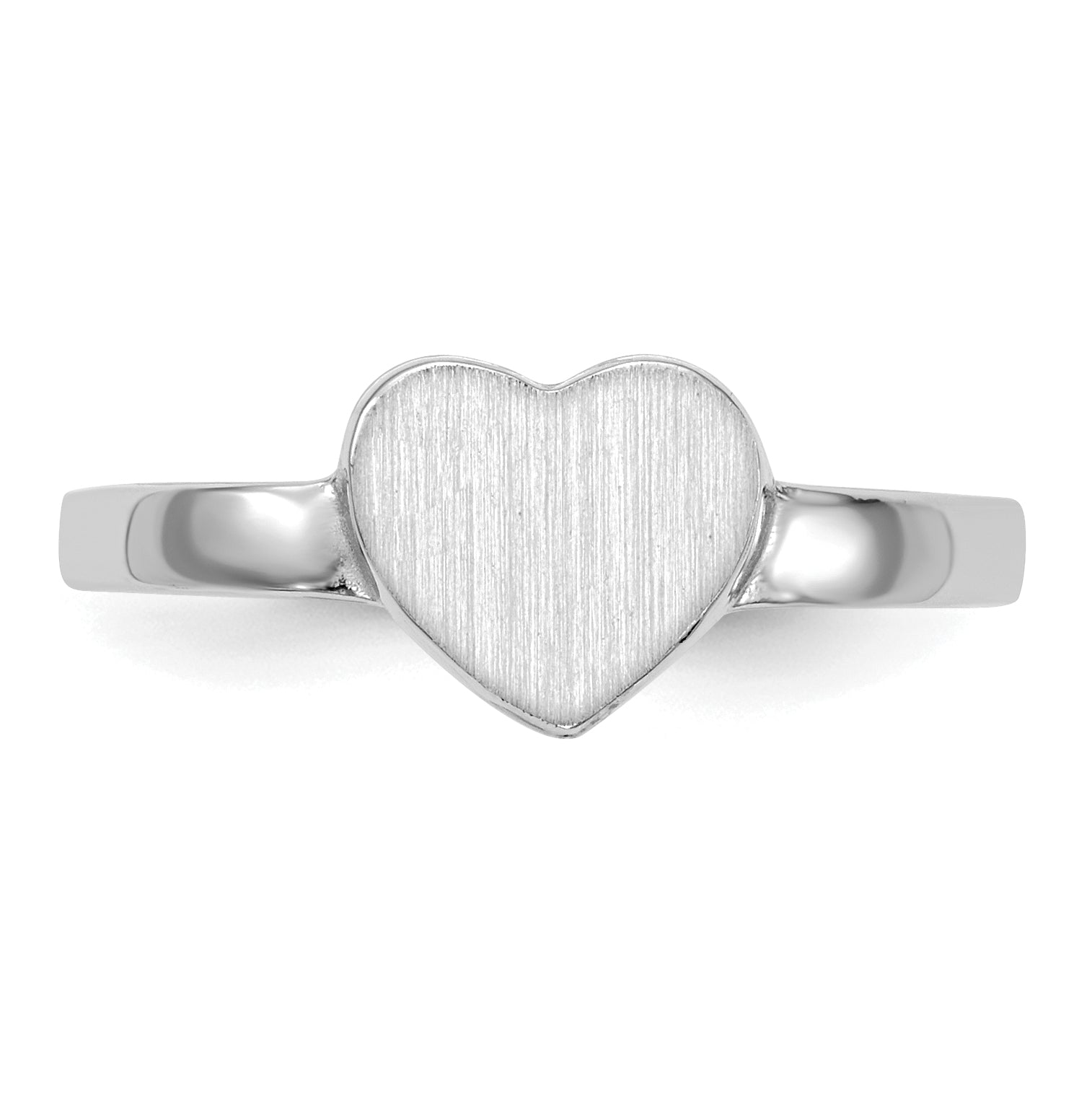 14k White Gold 7.0x7.5mm Open Back Heart Signet Ring