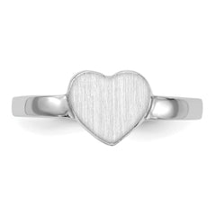 14k White Gold 7.0x7.5mm Open Back Heart Signet Ring