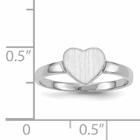 14k White Gold 7.0x7.5mm Open Back Heart Signet Ring