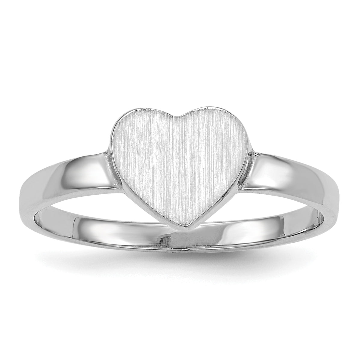 14k White Gold 7.0x7.5mm Open Back Heart Signet Ring