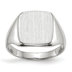 14k White Gold 11.0x10.5mm Closed Back Signet Ring