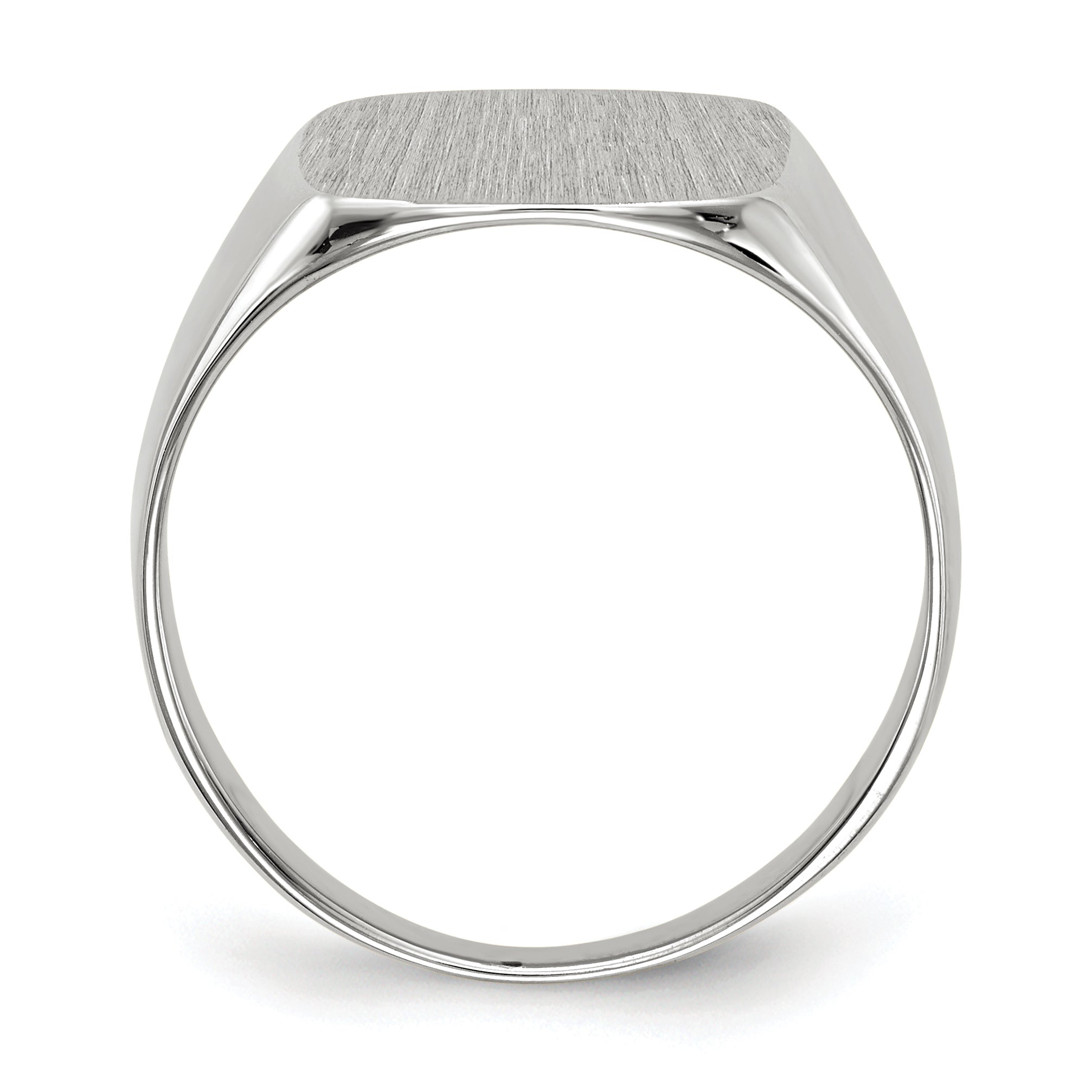 14k White Gold 13.5x14.5mm Closed Back Men's Signet Ring