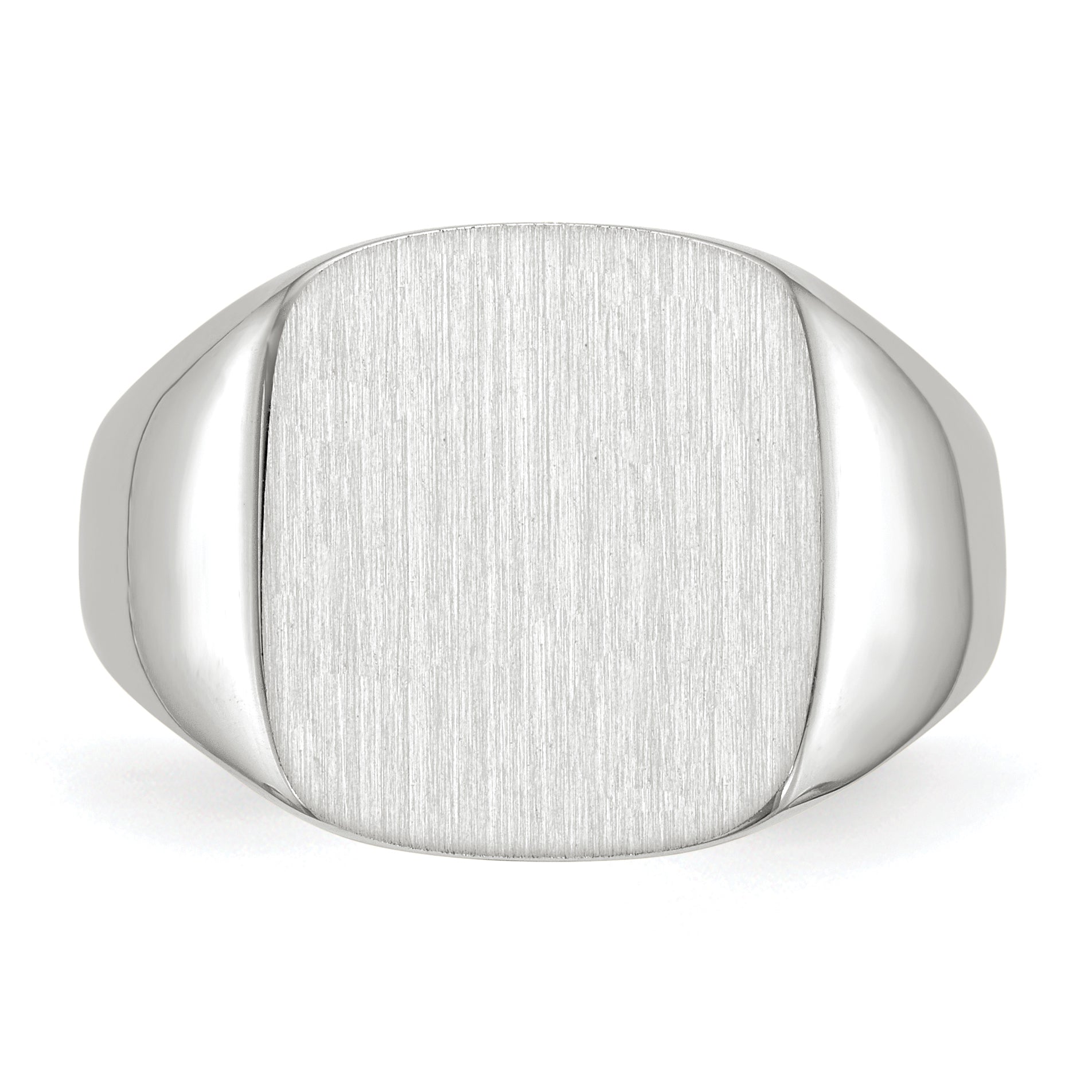 14k White Gold 13.5x14.5mm Closed Back Men's Signet Ring