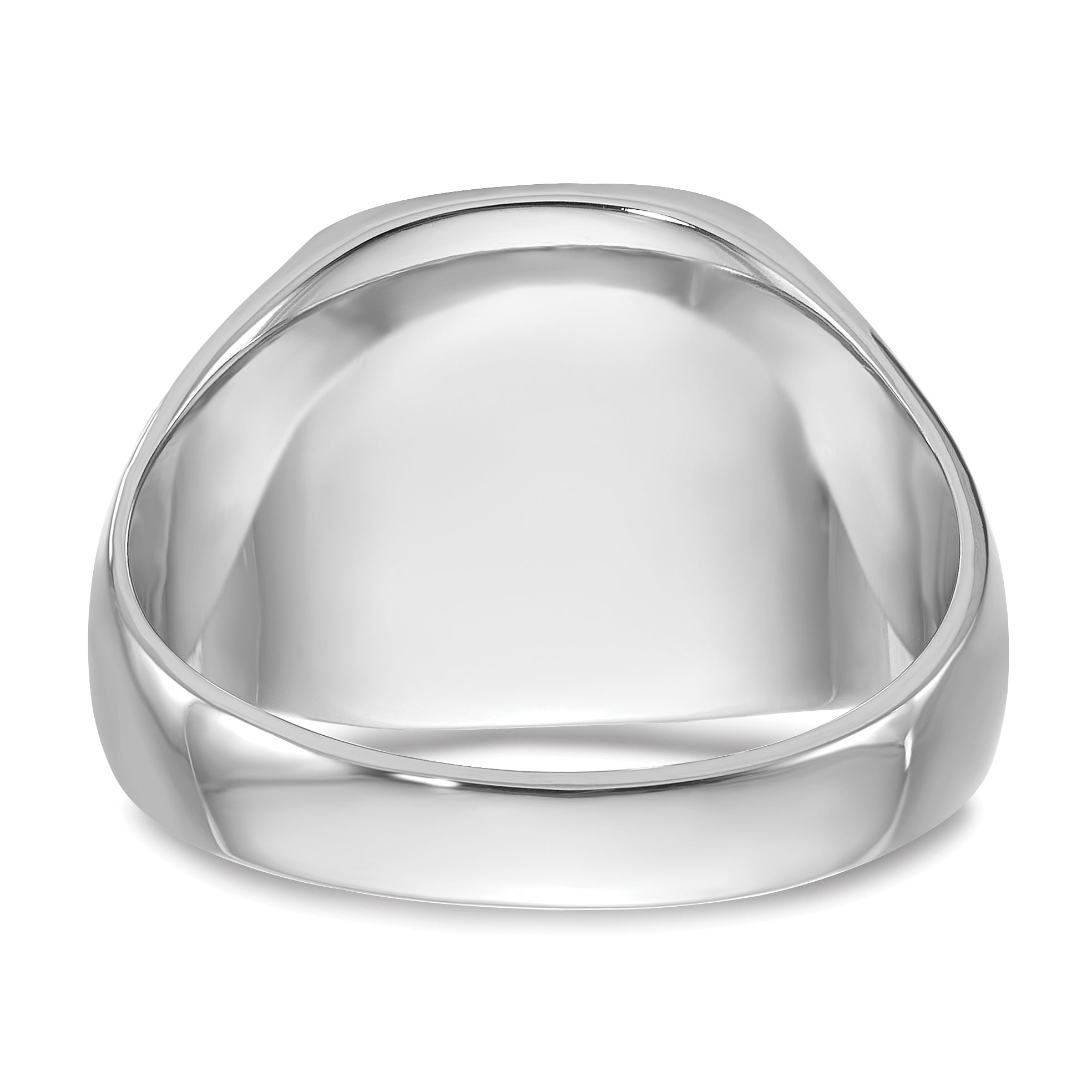 14k White Gold 13.5x14.5mm Closed Back Men's Signet Ring