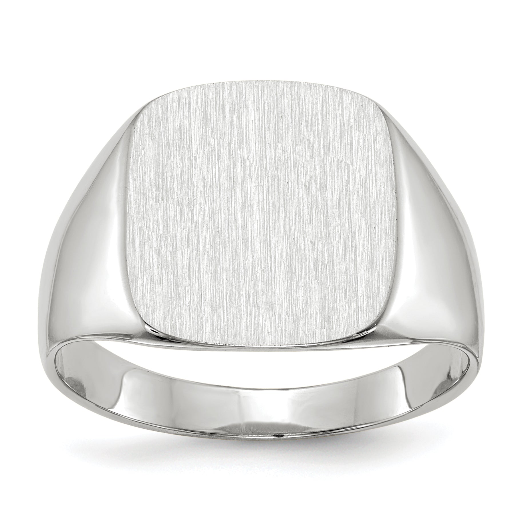 14k White Gold 13.5x14.5mm Closed Back Men's Signet Ring