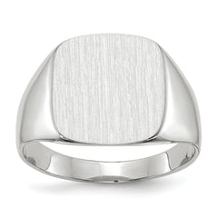 14k White Gold 13.5x14.5mm Closed Back Men's Signet Ring