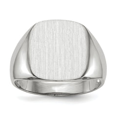 14k White Gold  13.5mm x14.5mm Open Back Men's Signet Ring