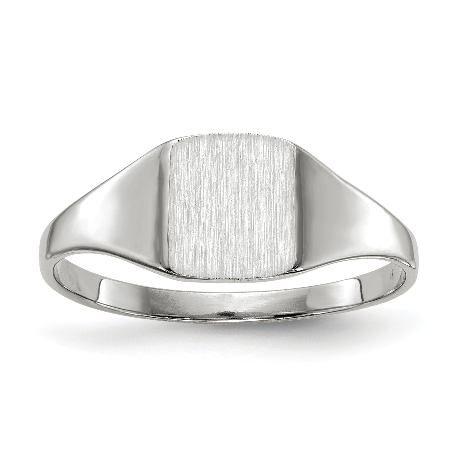 14k White Gold 7.0x7.0mm Closed Back Signet Ring