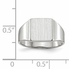 14k White Gold 9.5x8.5mm Closed Back Signet Ring