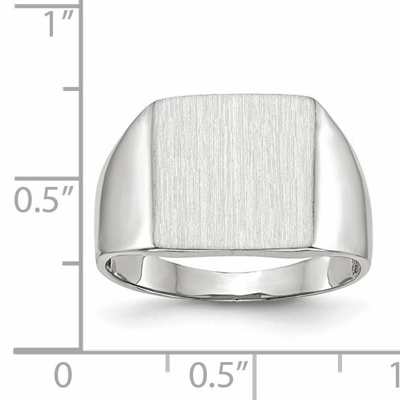 14k White Gold 13.0x13.0mm Closed Back Signet Ring