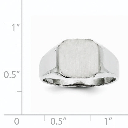 14k White Gold 11.0x11.0mm Open Back Men's Signet Ring