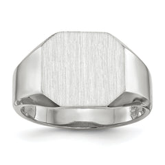 14k White Gold 11.0x11.0mm Open Back Men's Signet Ring