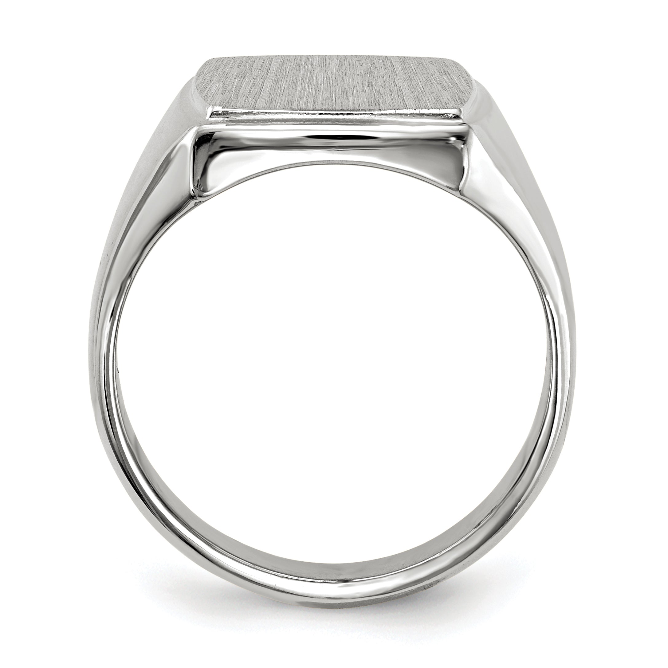 14k White Gold 15.0x13.0mm Closed Back Men's Signet Ring