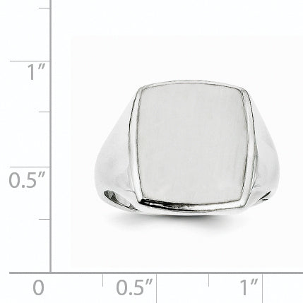 14k White Gold 15.0x13.0mm Closed Back Men's Signet Ring