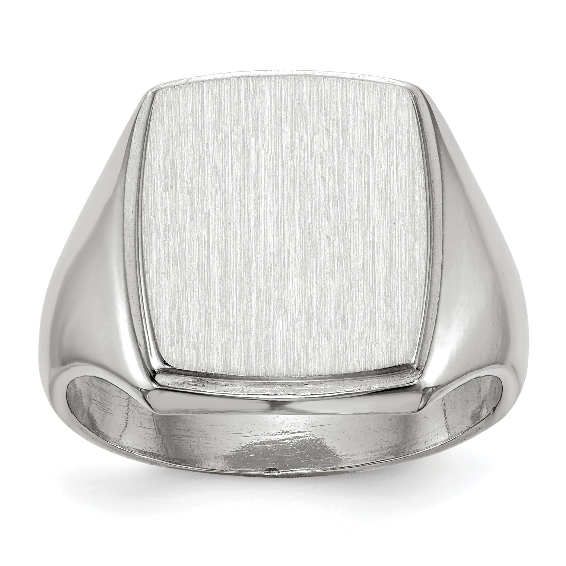 14k White Gold 15.0x13.0mm Closed Back Men's Signet Ring