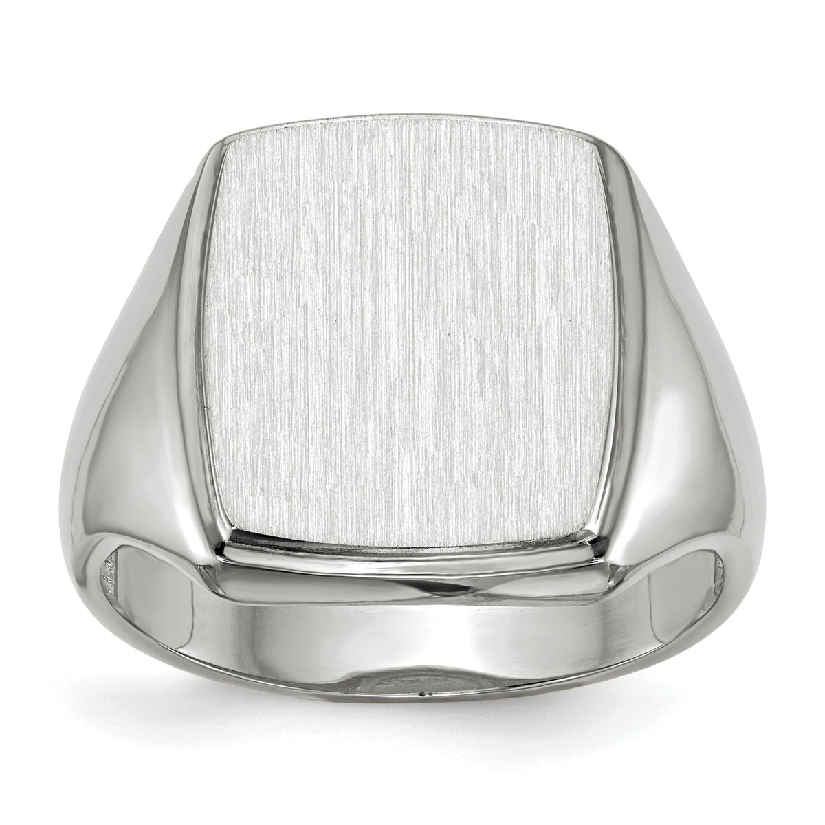 14k White Gold 15.0x13.0mm Open Back Mens Signet Ring