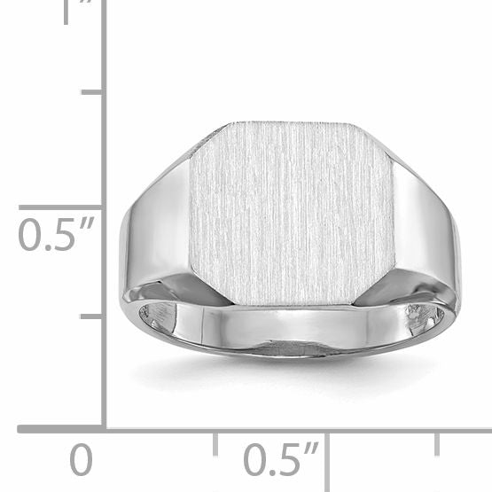 14k White Gold 11.5x12.5mm Open Back Signet Ring