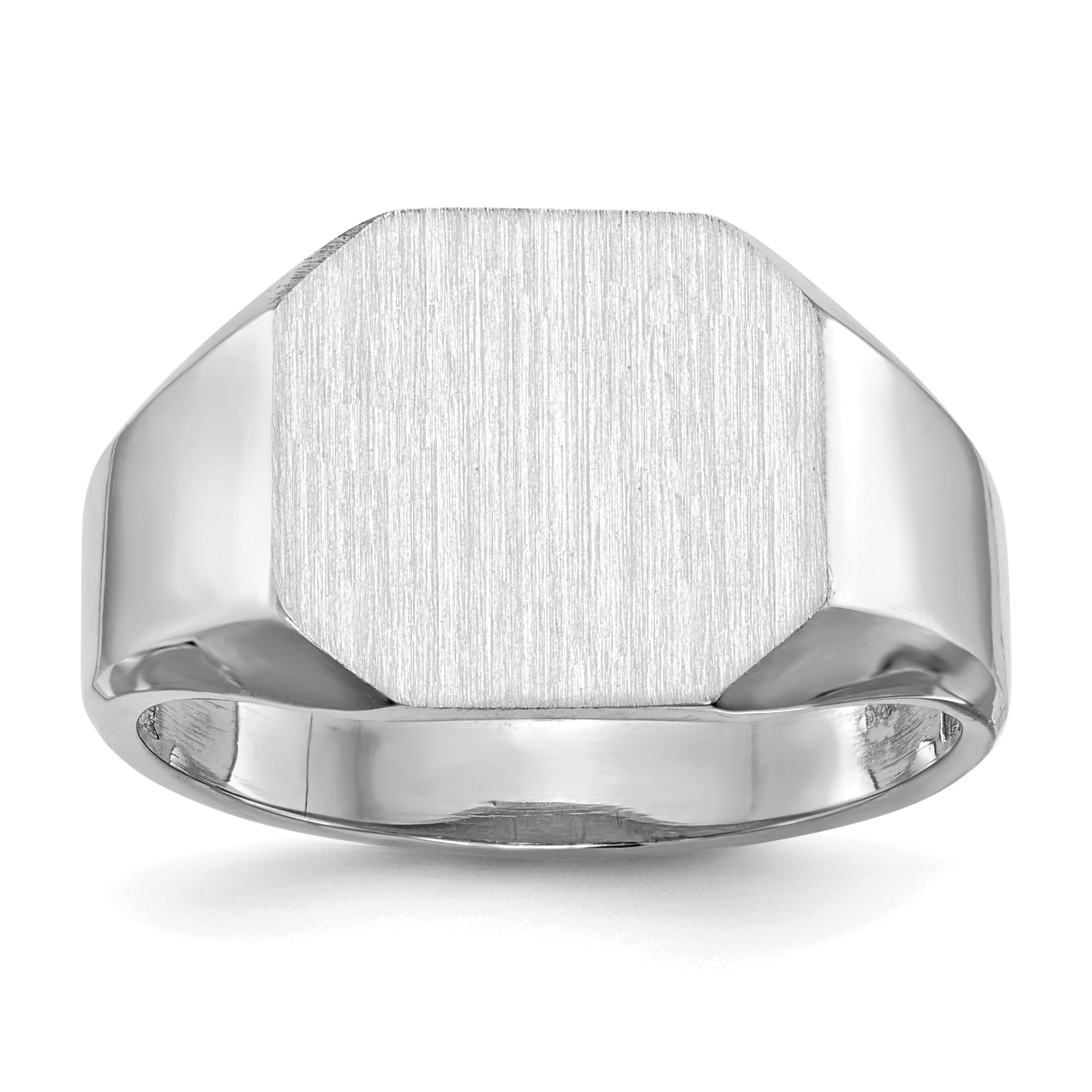 14k White Gold 11.5x12.5mm Open Back Signet Ring