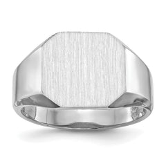 14k White Gold 11.5x12.5mm Open Back Signet Ring