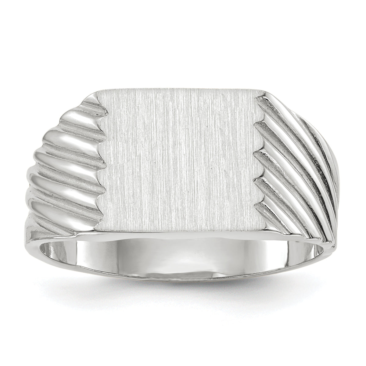 14k White Gold 9.0x10.0mm Closed Back Signet Ring