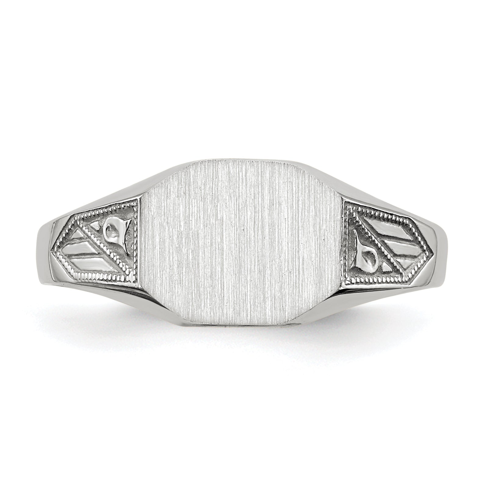 14k White Gold 7.0x9.0mm Closed Back Signet Ring