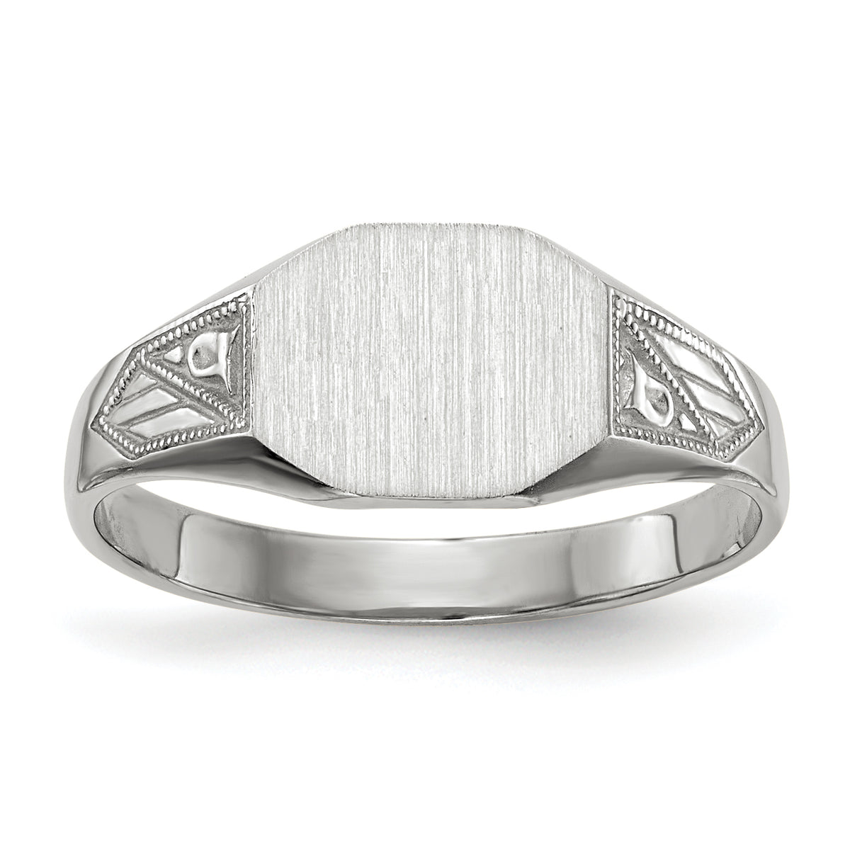 14k White Gold 7.0x9.0mm Closed Back Signet Ring