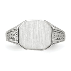 14k White Gold 9.0x10.5mm Closed Back Signet Ring