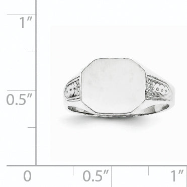 14k White Gold 9.0x10.5mm Closed Back Signet Ring