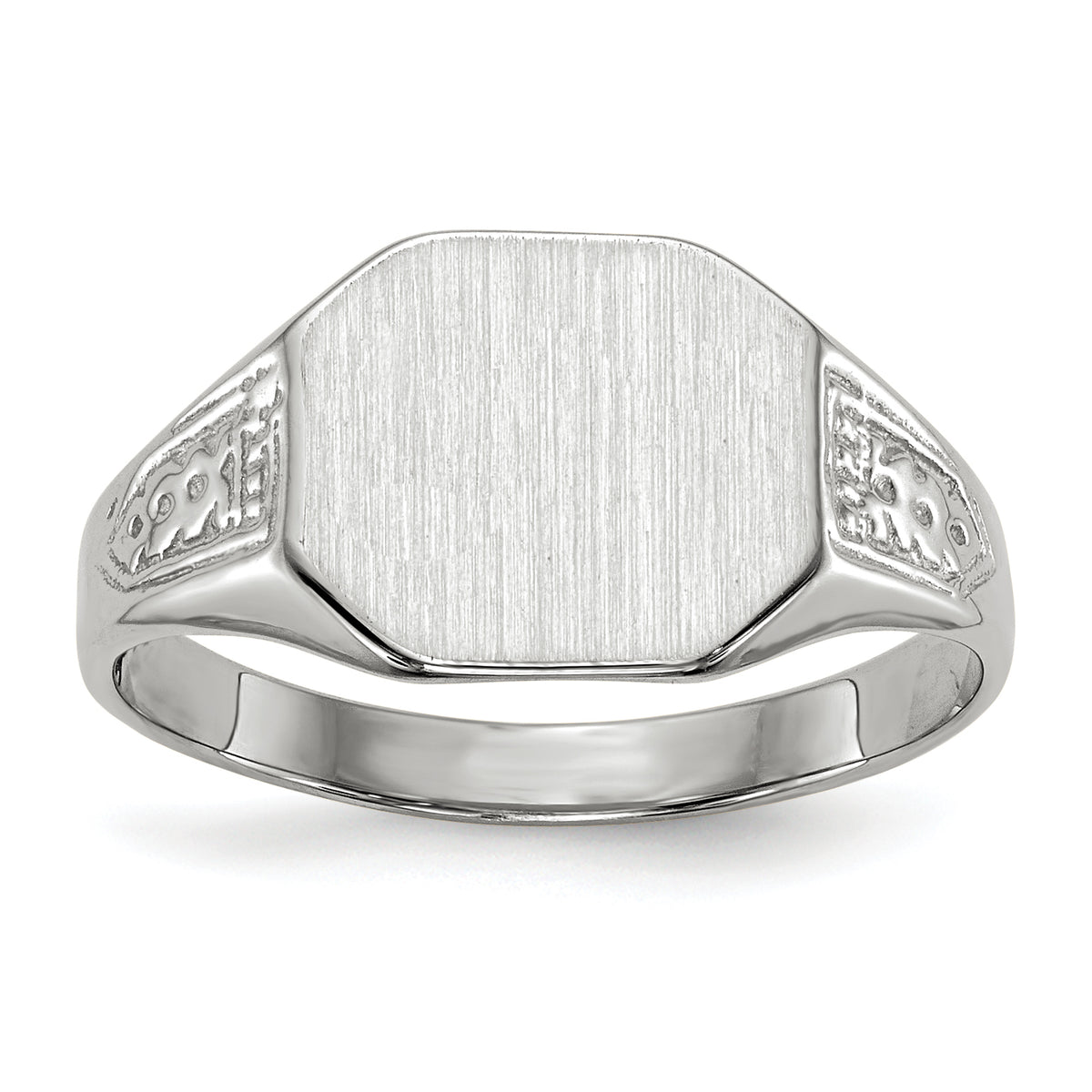 14k White Gold 9.0x10.5mm Closed Back Signet Ring