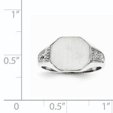 14k White Gold 9.0x11.0mm Closed Back Signet Ring