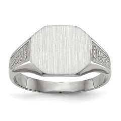 14k White Gold 9.0x11.0mm Closed Back Signet Ring